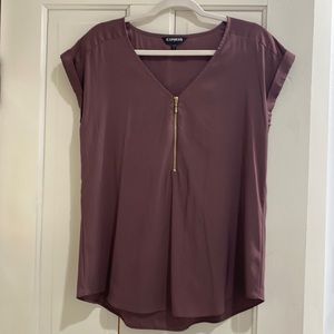 Express Silky Zipper Blouse Top Size Large